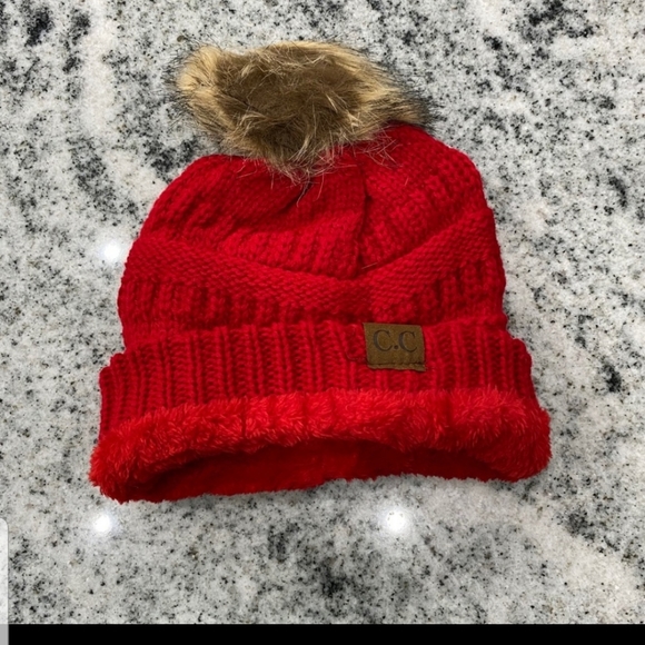 Red Pom Beanie - Picture 3 of 3